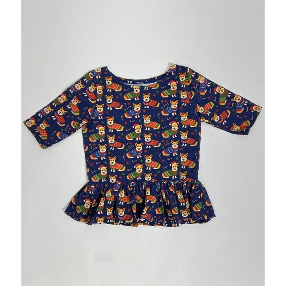 Sweet Petunia Girls Size 6 Christmas Corgi Peplum Top! - Picture 1 of 5